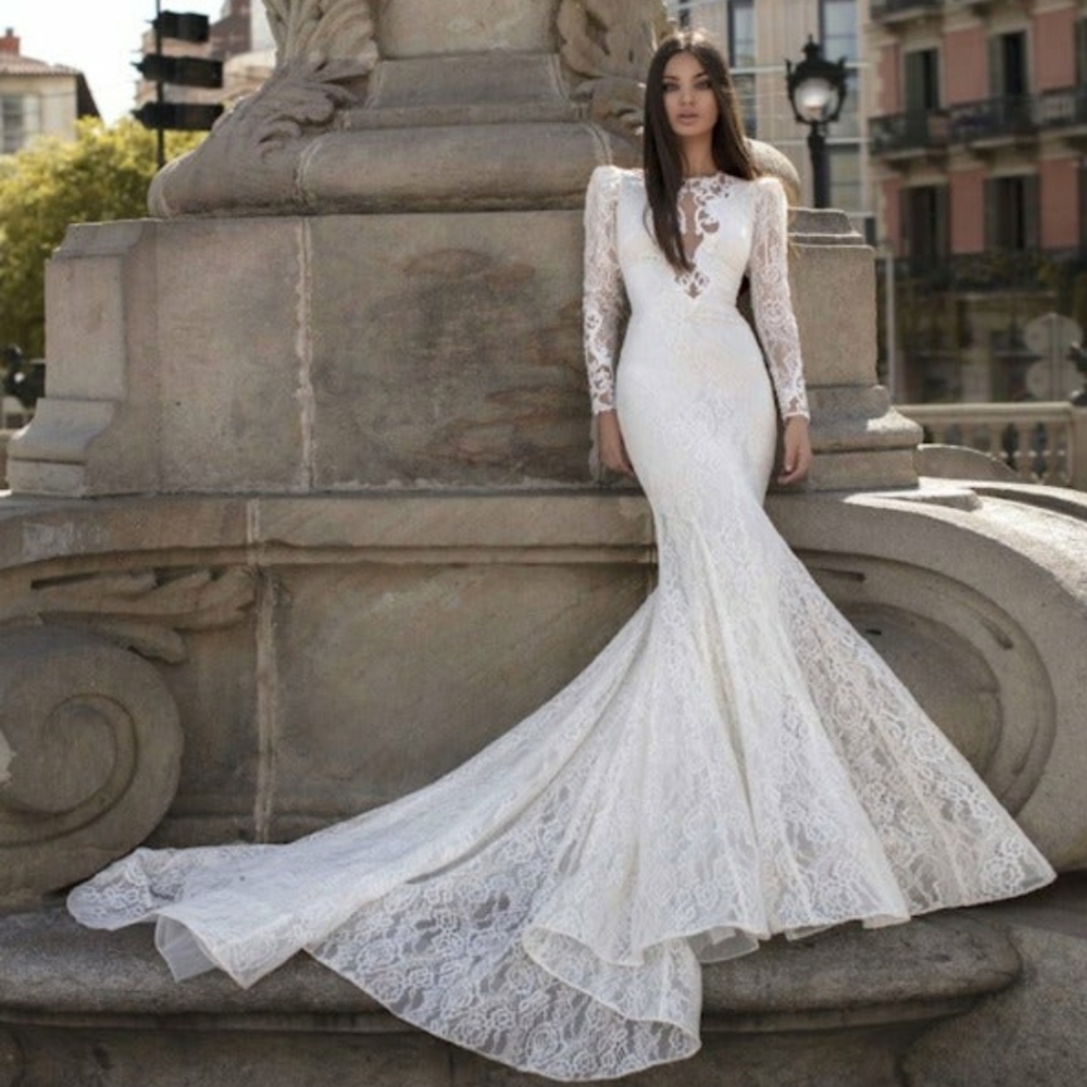 Tarik Ediz ivory lace dress wedding pageant prom gown 4 6 38